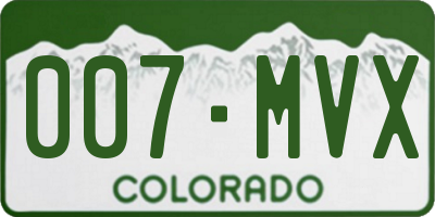 CO license plate 007MVX