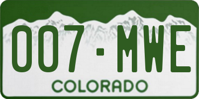 CO license plate 007MWE