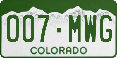 CO license plate 007MWG