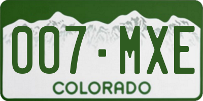 CO license plate 007MXE