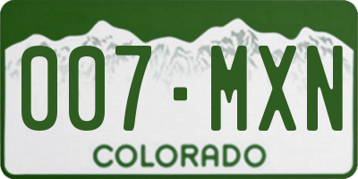 CO license plate 007MXN