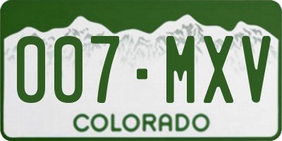 CO license plate 007MXV