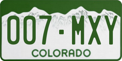 CO license plate 007MXY