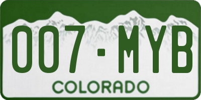 CO license plate 007MYB