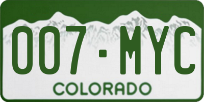 CO license plate 007MYC