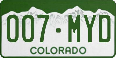 CO license plate 007MYD