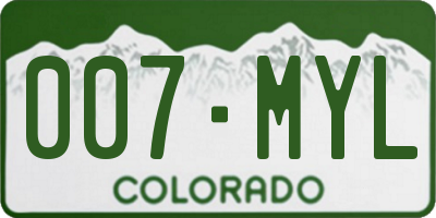 CO license plate 007MYL