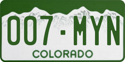 CO license plate 007MYN