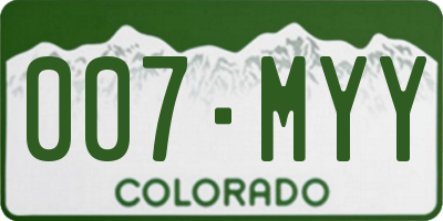 CO license plate 007MYY