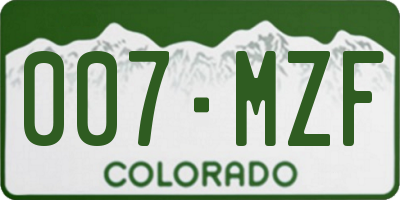 CO license plate 007MZF