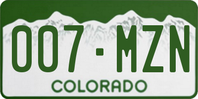 CO license plate 007MZN
