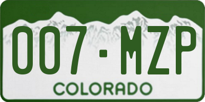 CO license plate 007MZP