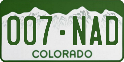 CO license plate 007NAD