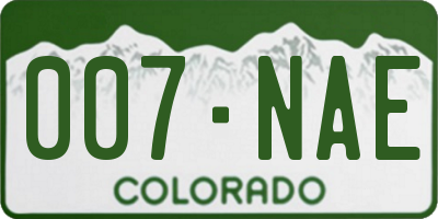 CO license plate 007NAE