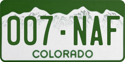 CO license plate 007NAF
