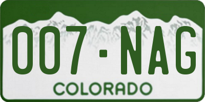 CO license plate 007NAG