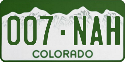 CO license plate 007NAH