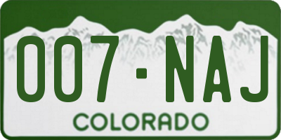 CO license plate 007NAJ