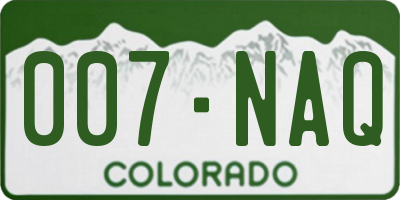 CO license plate 007NAQ