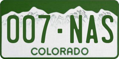 CO license plate 007NAS