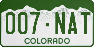 CO license plate 007NAT
