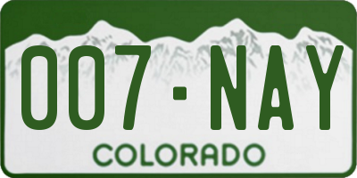 CO license plate 007NAY