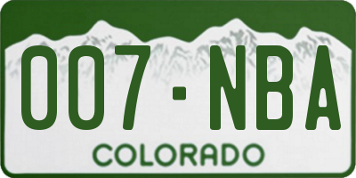 CO license plate 007NBA