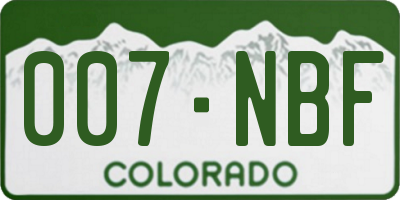 CO license plate 007NBF