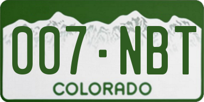CO license plate 007NBT