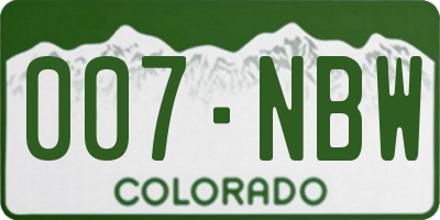 CO license plate 007NBW