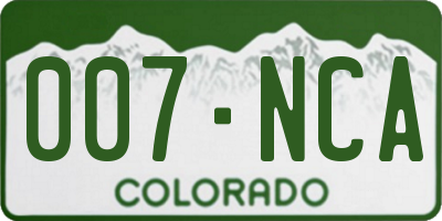 CO license plate 007NCA