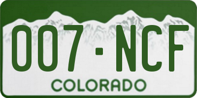 CO license plate 007NCF