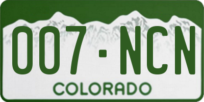 CO license plate 007NCN