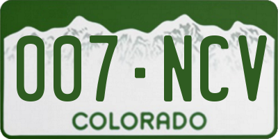 CO license plate 007NCV