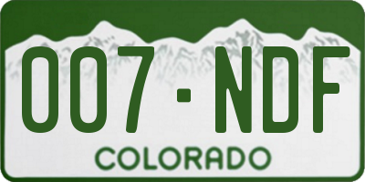 CO license plate 007NDF