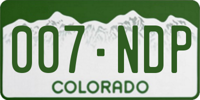 CO license plate 007NDP