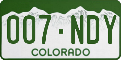 CO license plate 007NDY