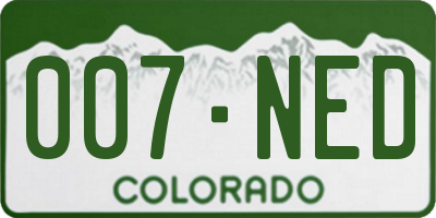 CO license plate 007NED