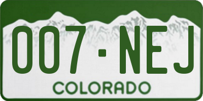 CO license plate 007NEJ