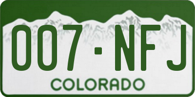 CO license plate 007NFJ