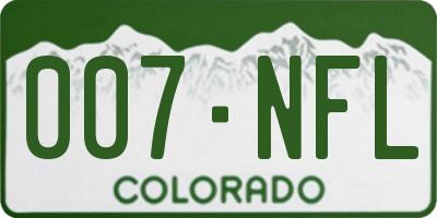 CO license plate 007NFL