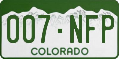 CO license plate 007NFP