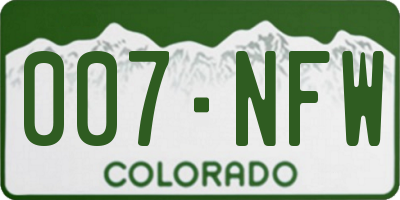 CO license plate 007NFW