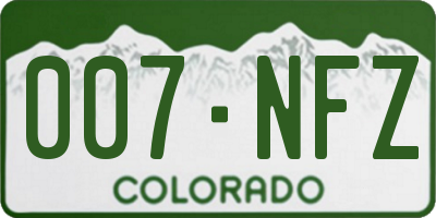 CO license plate 007NFZ