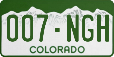 CO license plate 007NGH