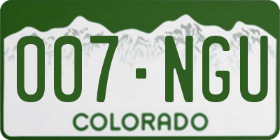 CO license plate 007NGU