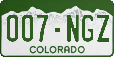 CO license plate 007NGZ