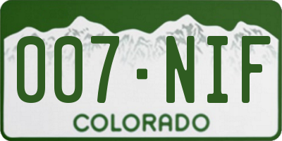 CO license plate 007NIF