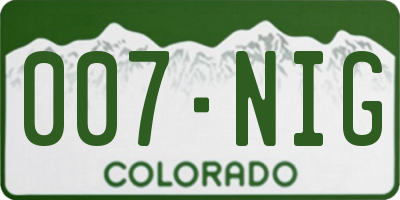 CO license plate 007NIG