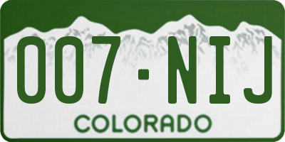 CO license plate 007NIJ